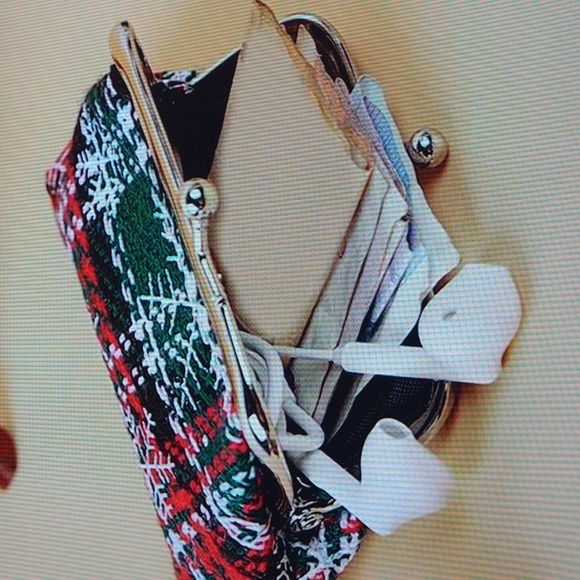 Coin Purse Plaid Snowflake Kiss Lock Tweed - Picture 3 of 4